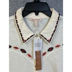 Vintage Threads Cream Embroidered Western Snap Button Top CS16260CTSC Womens L